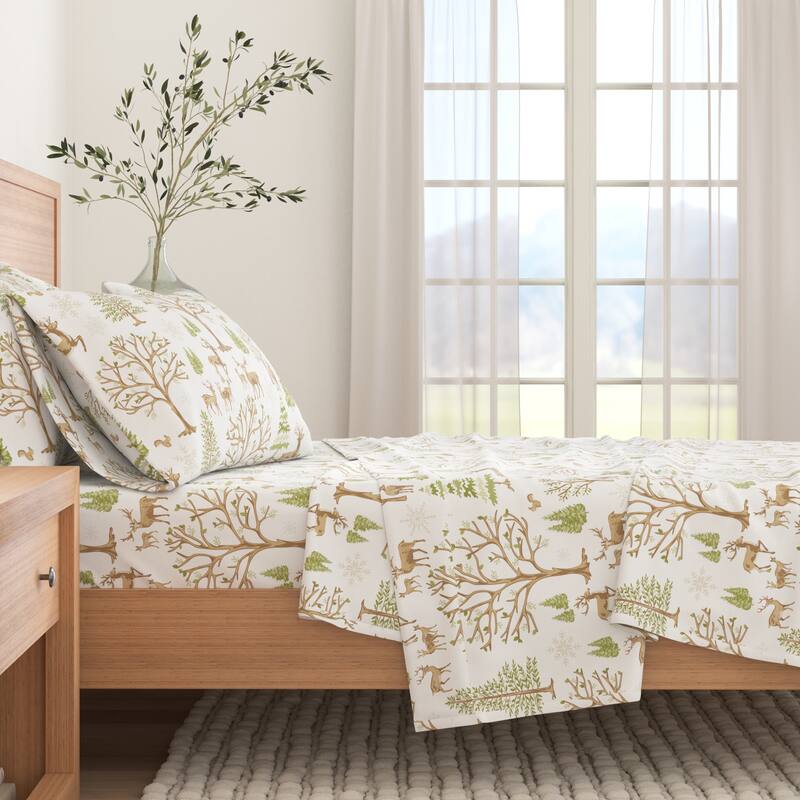 Linery & Co. Ultra-Soft Turkish Cotton Flannel Lodge Print Sheet Set - Twin - The New Enchanted Woods