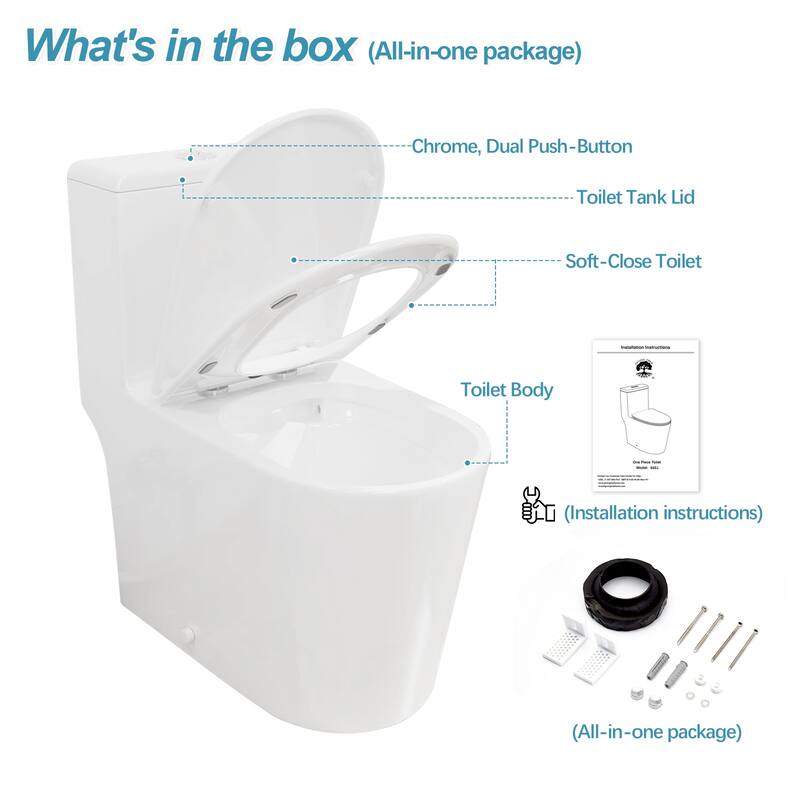 GIVING TREE 1.1/1.6 GPF High Efficiency Dual Flush Elongated Toilet in Gloss White