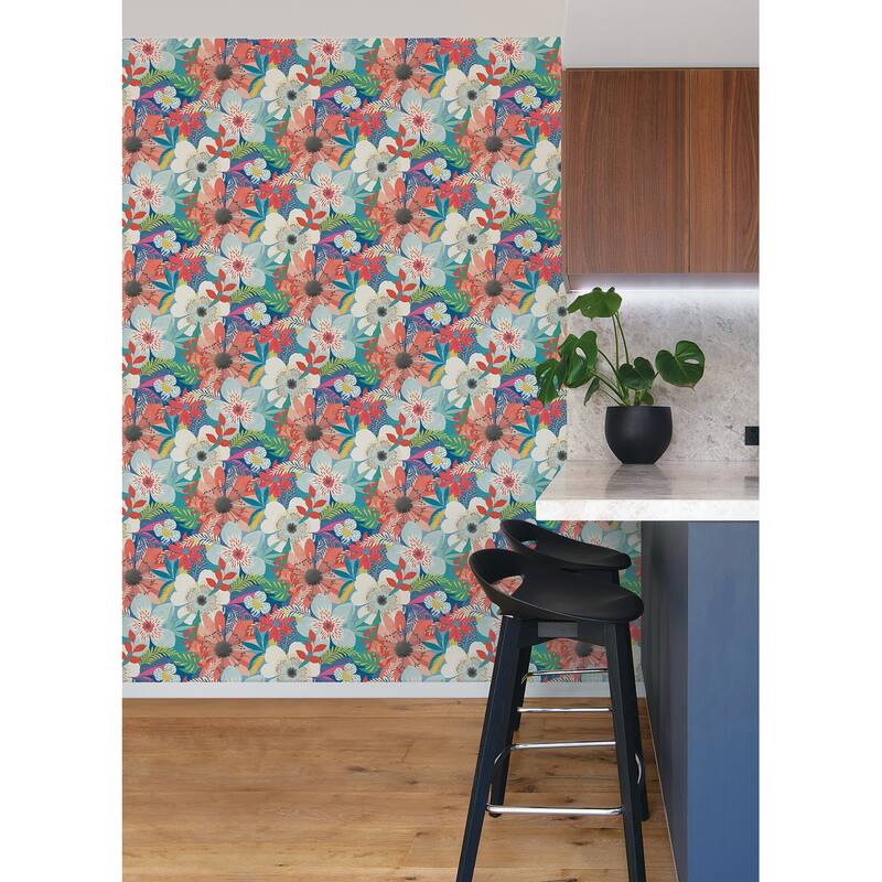 Janis Indigo Floral Riot Wallpaper