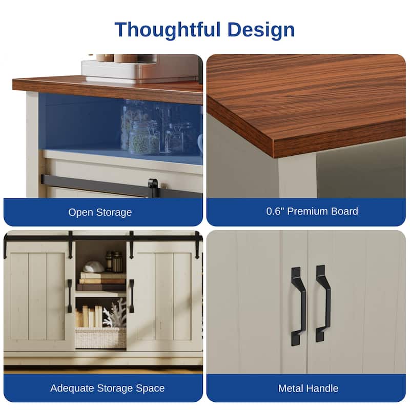 Moasis Farmhouse TV Stand for 73 Inch TV Media Console Entertainment Center Sliding Barn Door