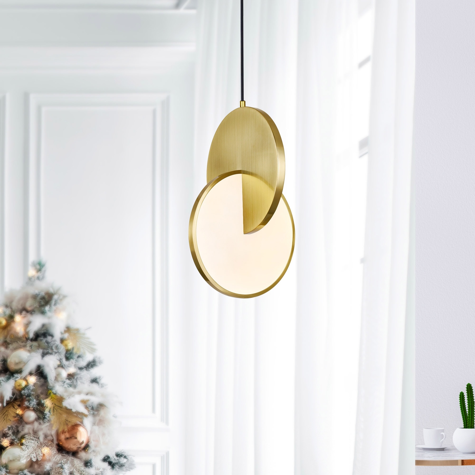 CWI Lighting Tranche Integrated LED 10in Brushed Brass Mini Pendant - Brushed Brass