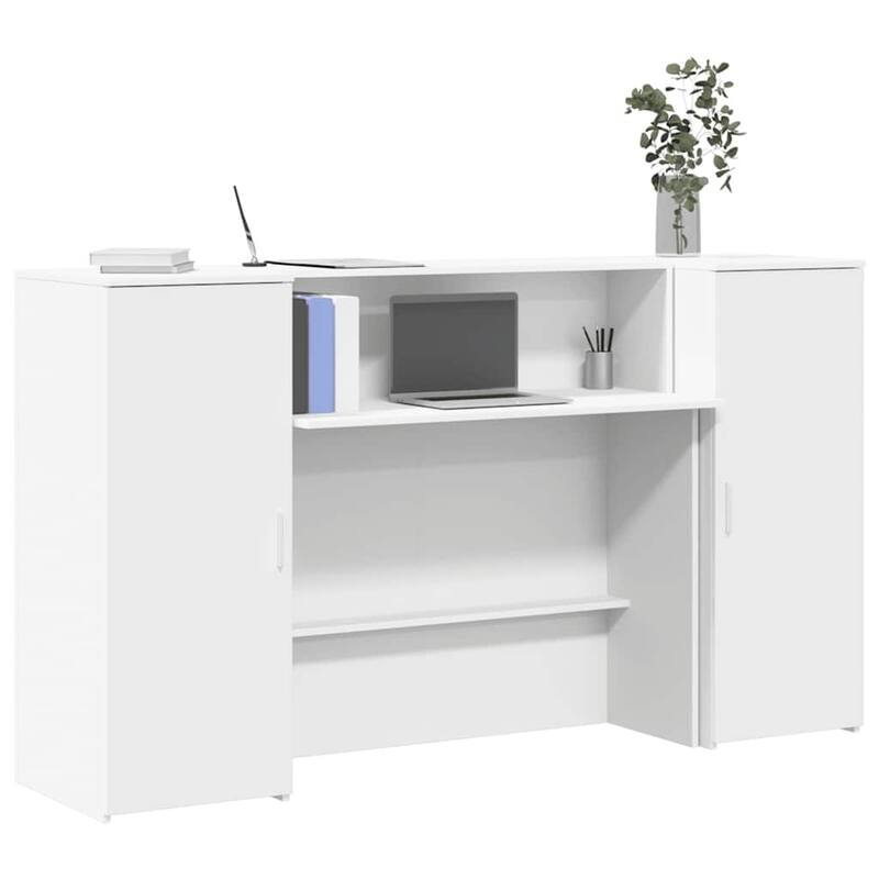 vidaXL Reception Desk White Engineered wood Large Reception Desk