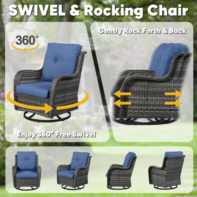 Outdoor Swivel Chairs Patio Rocker Glider Chairs with Coffee Table