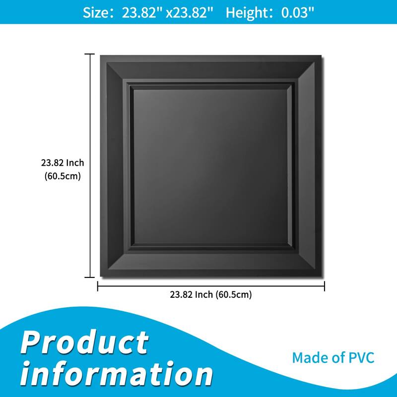 Art3d 23.82''x23.82'' Drop In Ceiling Tiles,PVC Wall Panels,Fire Rated,Waterproof,12-Pack,Cover 48 Sq.Ft