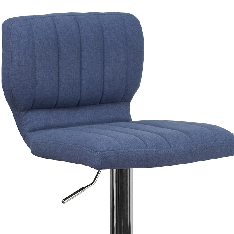 Vinyl Adjustable Barstool with Vertical Stitch Back (Set of 2)