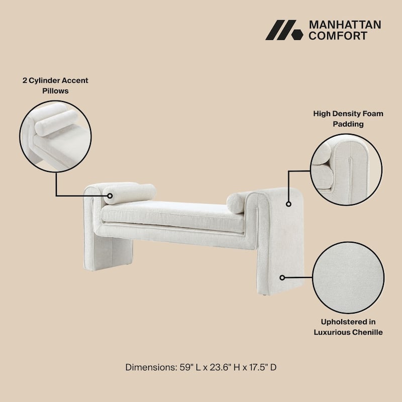 Manhattan Comfort Modern Concord Chenille 59 Inch Bench