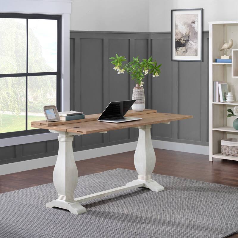 Napa 60" Solid Wood Pedestal Flip-top Sofa Console Table