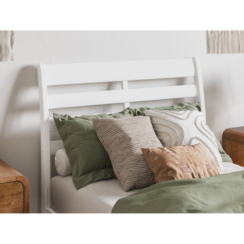 Solid Wood Headboard Twin Size - White Bedroom Headboard with USB Charger & Slats