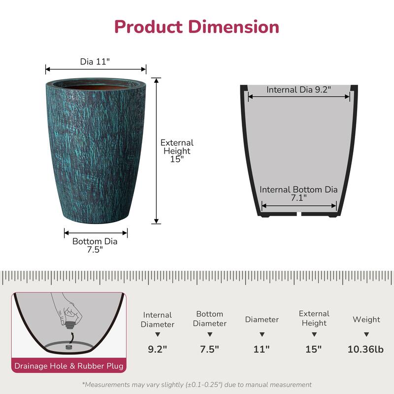 Tall Round Concrete Flower Planter with Enhanced Interior