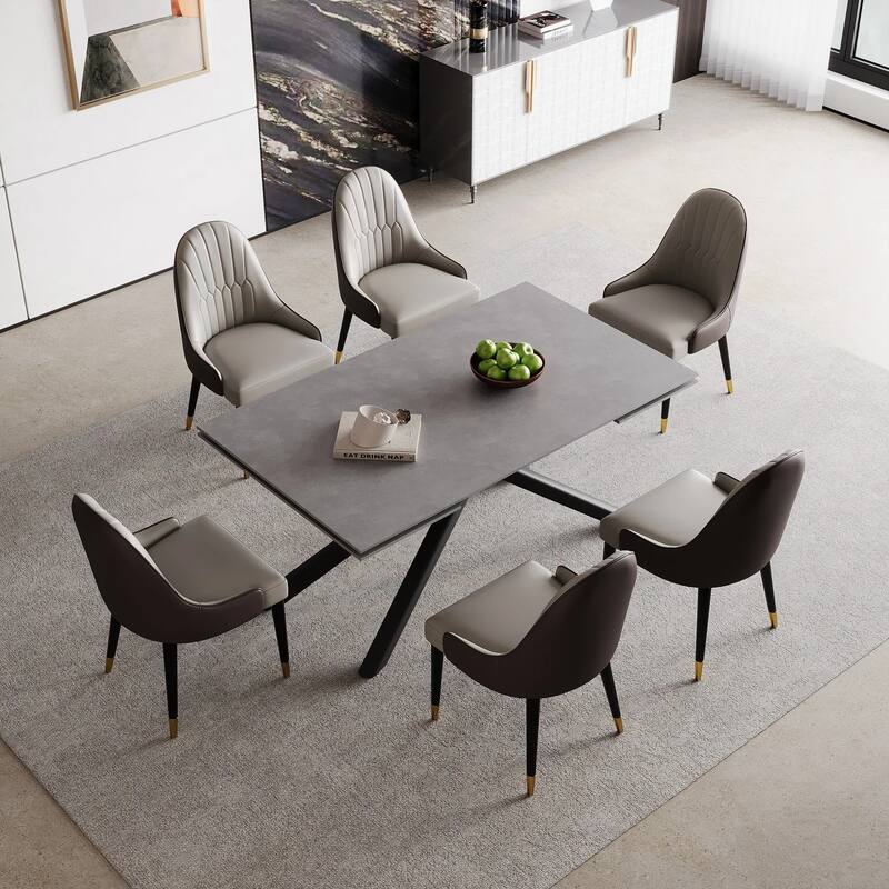 102.36 Inch Extendable Rectangular Sintered Stone Dining Table
