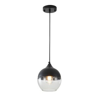 1-Light D7'' Matte Black Single Pendant Light with a Clear Glass Shade