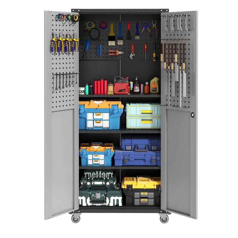 71" Metal Garage Storage Cabinet with Wheels