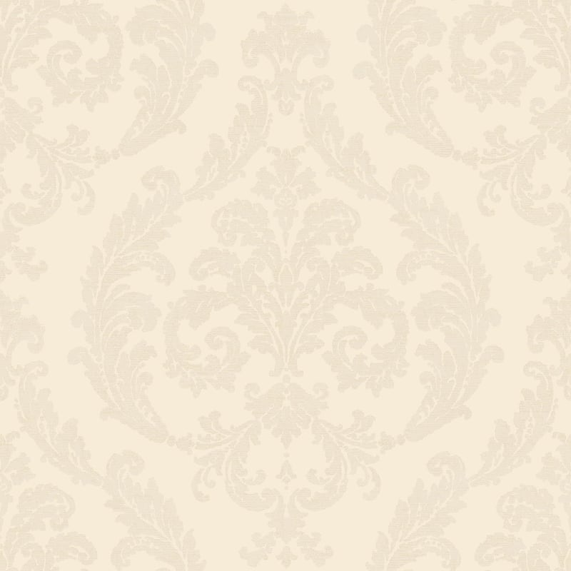 Galerie Wallcoverings Palazzo 2 Collection Silk Damask Vinyl on Non-woven Shimmer Wallpaper Roll - 33 feet x 21 inches - Off White