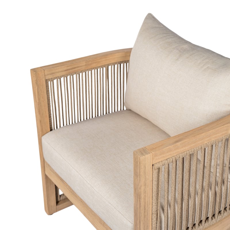 Christopher Knight Home- Xanthe Acacia Wood Patio Rope Club Chair