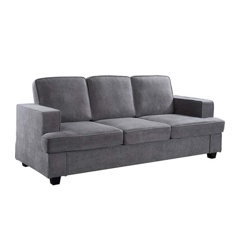 Comfortable 3 Seater Grey Velvet Sofa for Home, Apartment, Office