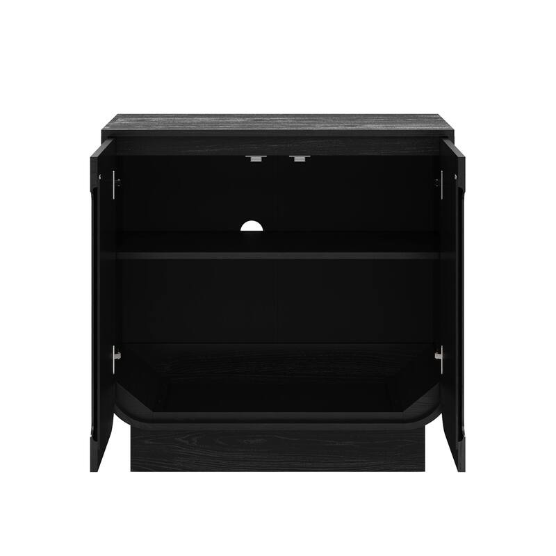 Joey Mid Century Modern Storage Cabinet, Arched Accent Cabinet with Rounded Bottom Edges and Integrated Door Pull Cutouts