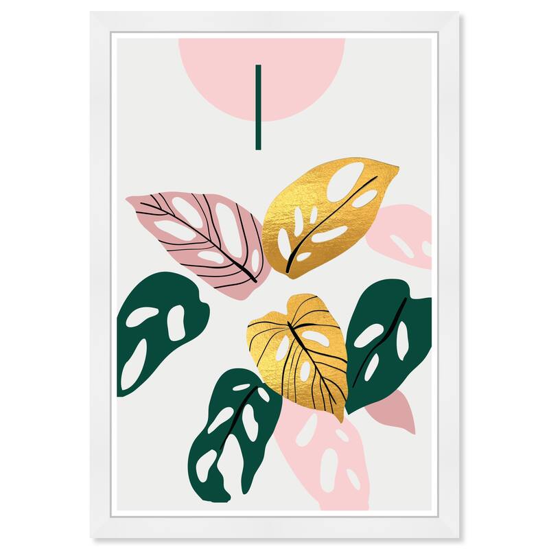 Wynwood Studio Prints Floral and Botanical Blush Tropicalia Pink and Metallic Gold Tropical Wall Art Canvas Print
