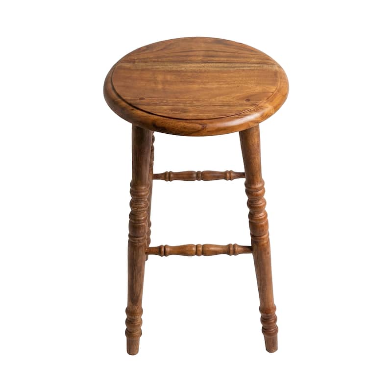 Handcrafted Natural Solid Mindi Wood Bar Stool by East at Main