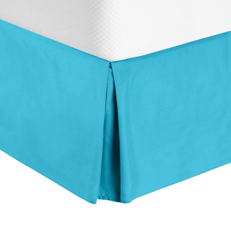 Luxury Microfiber Pleated Bed Skirt 14 Inch Drop Queen Size - Beach Blue
