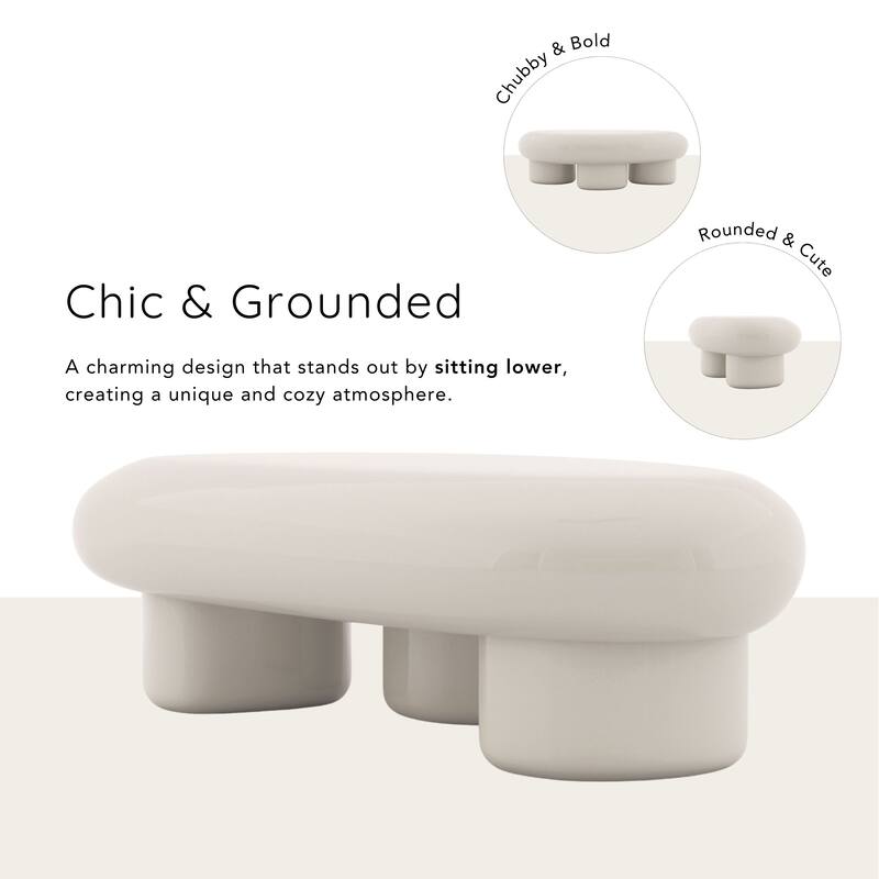 24/7 Shop At Home Modern 2-Piece Oval Glossy Low Profile Coffee Table Set