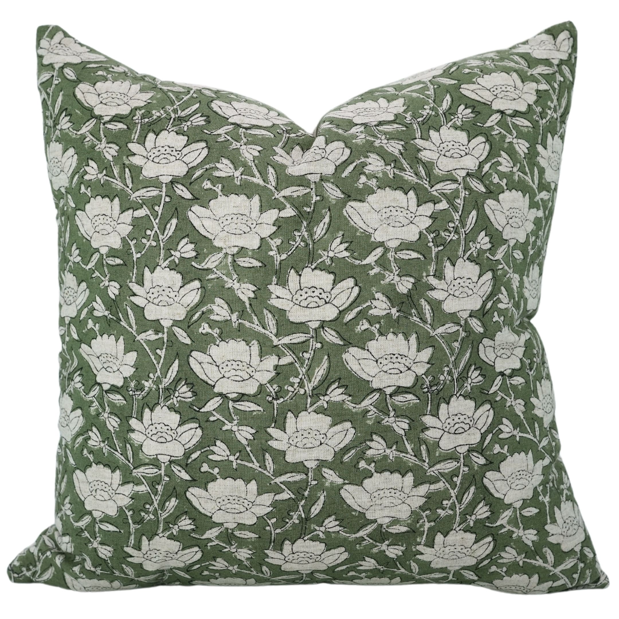 Fabdivine Green Handmade Fall Farmhouse Decor Block Print, Dhruv