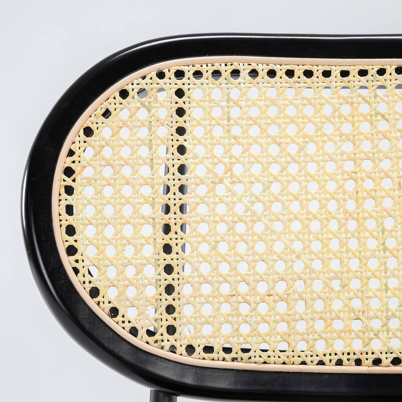 18 in. Rattan Dining Chairs with Faux Leather Seat (set of 2) - 32.48''H X 18.31'' W X 19.88'' D