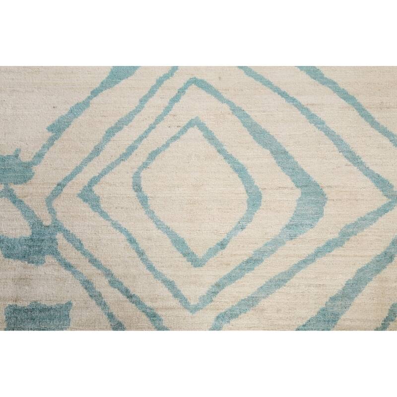 Vegetable Dye Contemporary Moroccan Area Rug Hand-knotted Wool Carpet - 7'9" x 9'9"