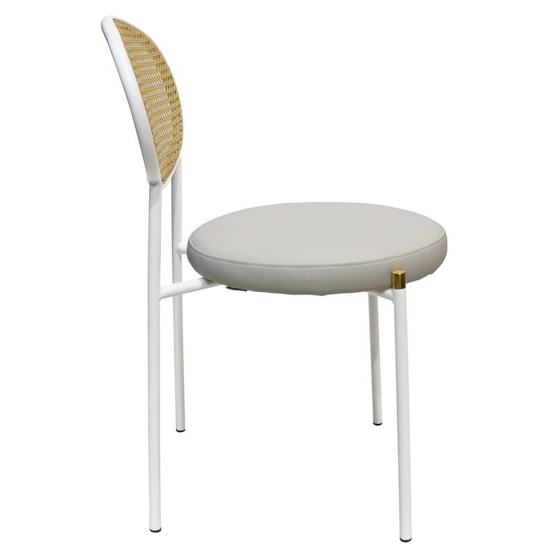 Leisuremod Euston Modern Dining Chair Upholstered Velvet or Leather Seat Wicker Back Accent Chair for Home Living Room & Kitchen