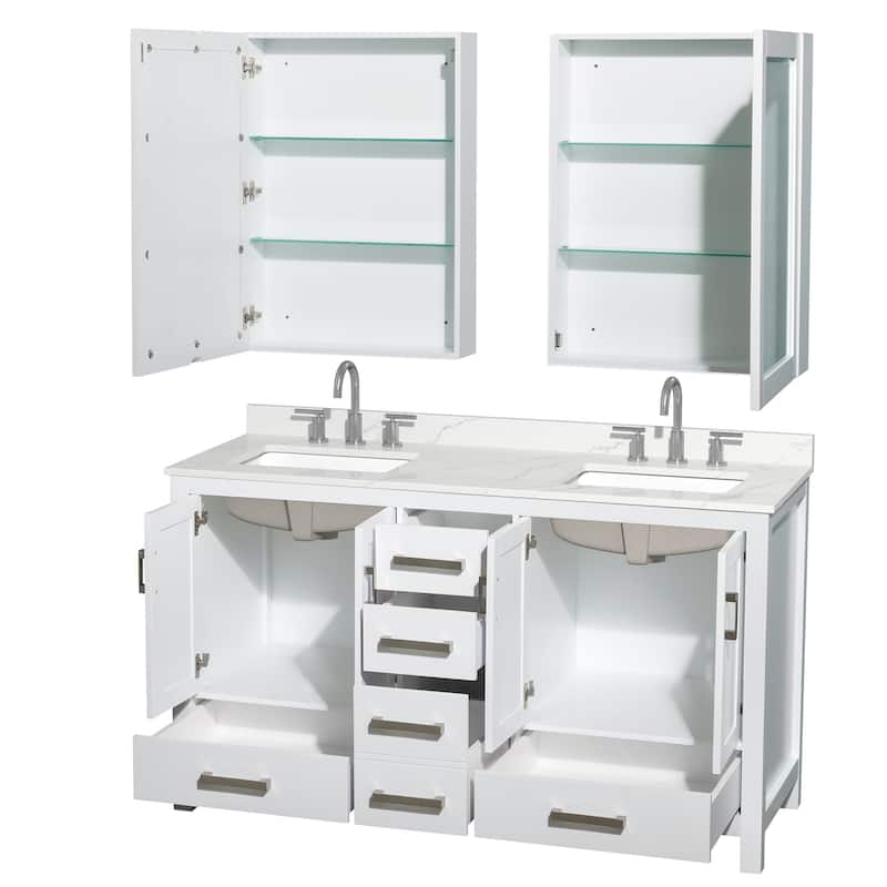 Wyndham Collection WCS141460D-QTZ-US3MED Sheffield 60" Free Standing