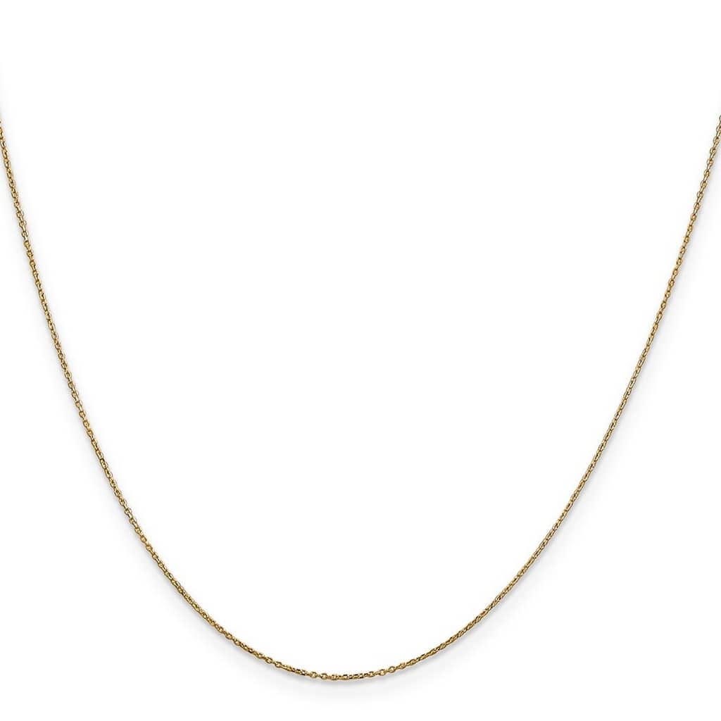 Curata 14k Yellow Gold Solid 0.6mm Diamond-cut Cable Chain Necklace Options: 16 18 20 24
