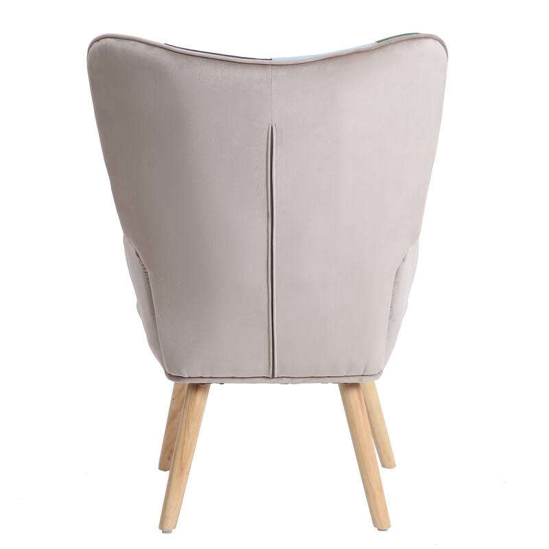 Creative Splicing Cloth Accent Chair with Ottoman