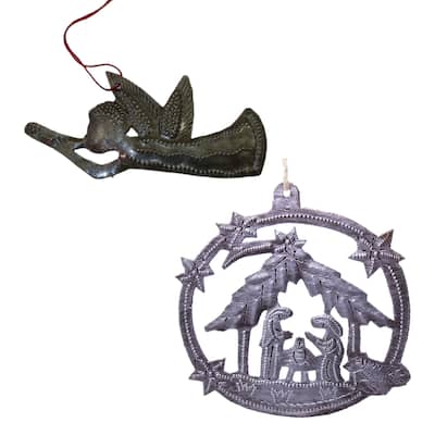 Christmas Eve Haitian Steel Drum Ornament Set of 2 - N/A
