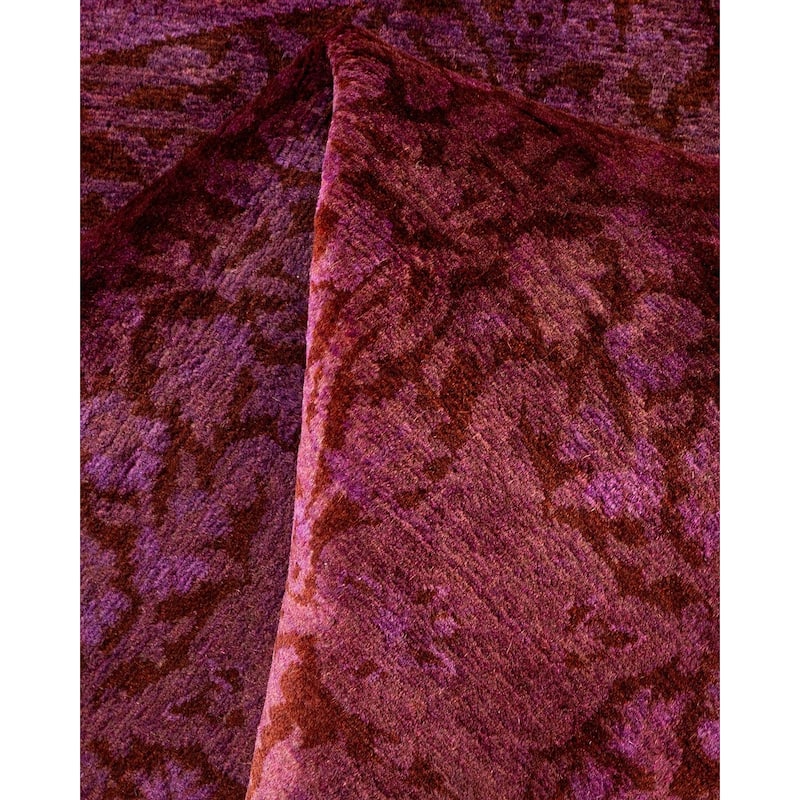 Overton Hand Knotted Wool Vintage Inspired Modern Contemporary Overdyed Purple Round Area Rug - 6' 1" x 6' 1"
