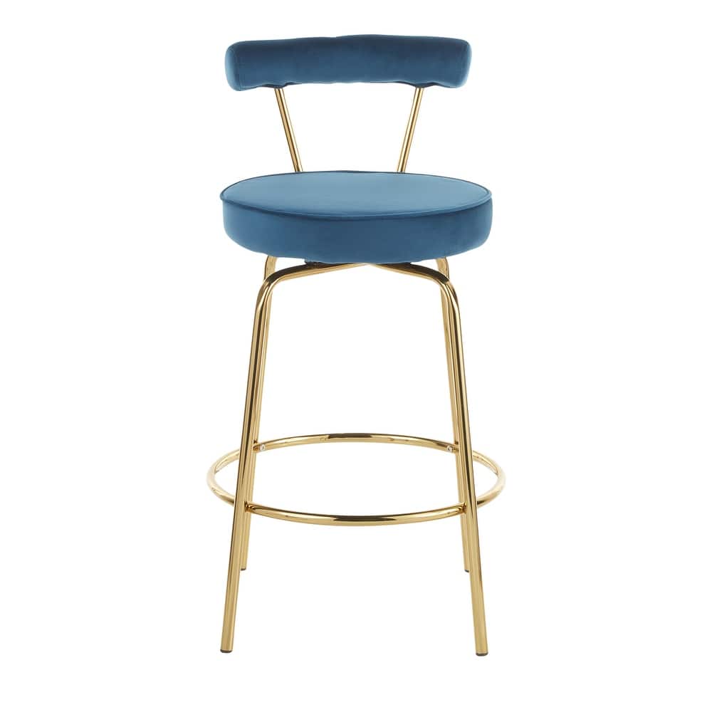 Silver Orchid Caines 26" Fixed-Height Gold Counter Stool (Set of 2)