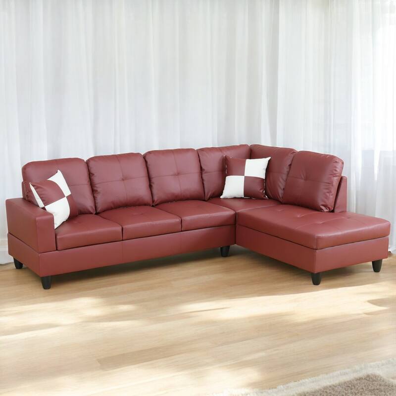 KISRAIS 103" Wide 2-Piece Vegan Leather Sectional Sofa