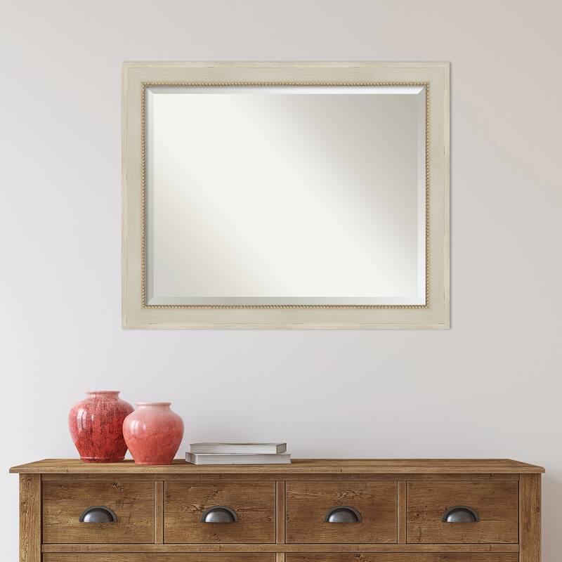 Beveled Wood Wall Mirror - Parthenon Cream Frame - Parthenon Cream