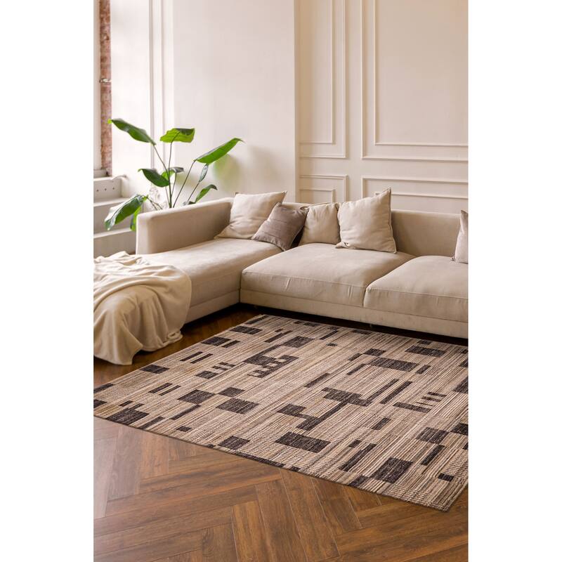 ECARPETGALLERY Hand Loomed Elysian Tan Wool Rug - 8'1 x 9'10