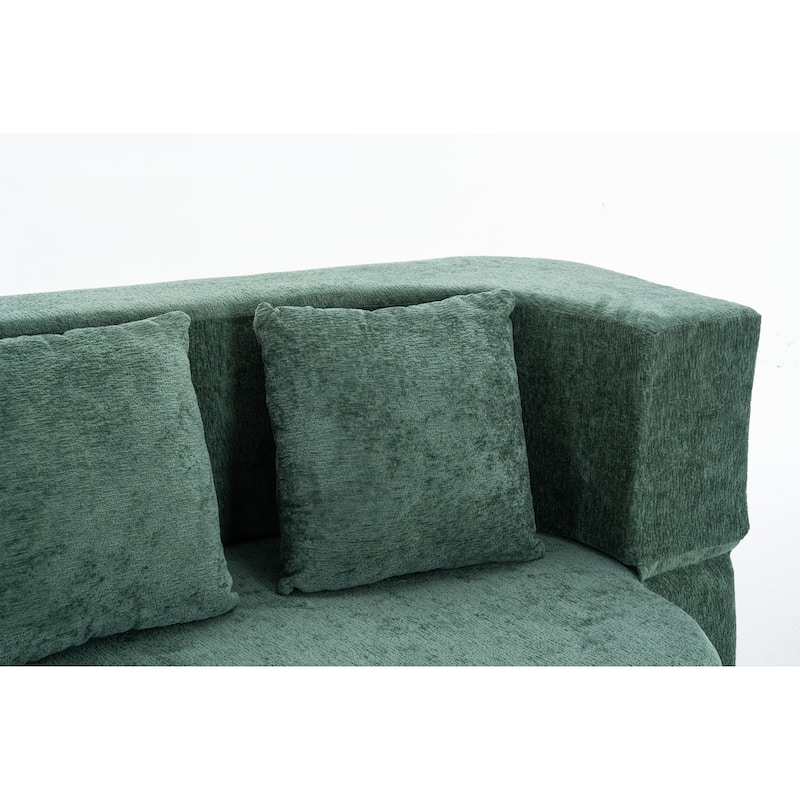 3-Seater Convertible Sofa Bed, Chenille Fabric Sleeper Sofa, High-Density Sponge Daybed, No Assembly Required