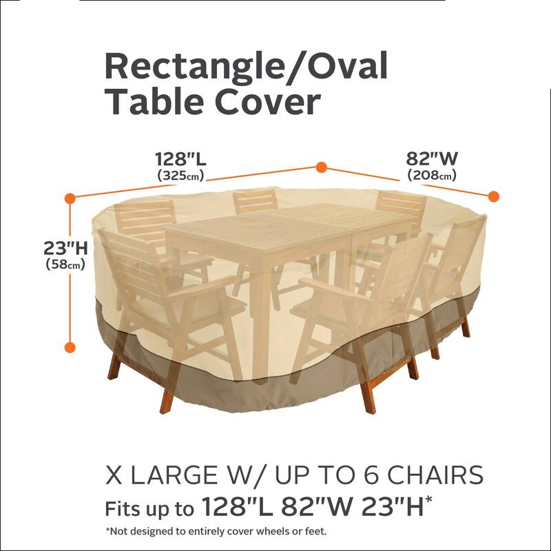 Classic Accessories Veranda Water-Resistant 128 Inch Rectangular/Oval Patio Table & Chair Set Cover
