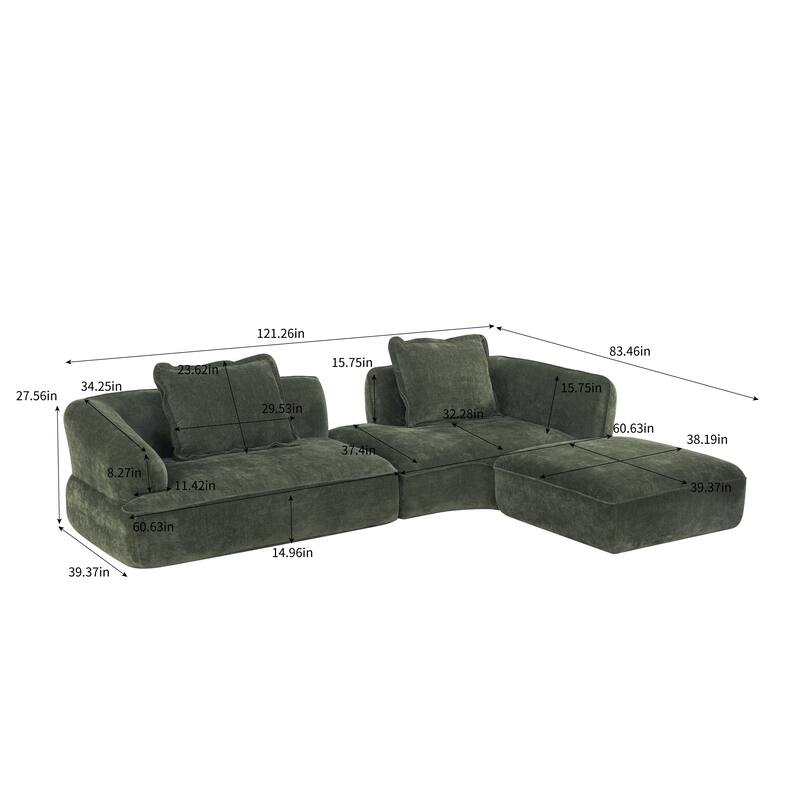 Christopher Knight Home - Modern Upholstered Sectional Sofa with Curved Silhouette