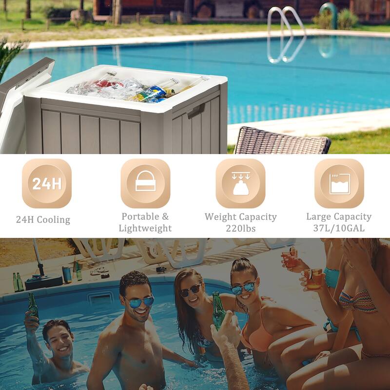 Costway 10 Gallon Ice Cooler w/ Built-in Handles and Detachable Lid - See Details
