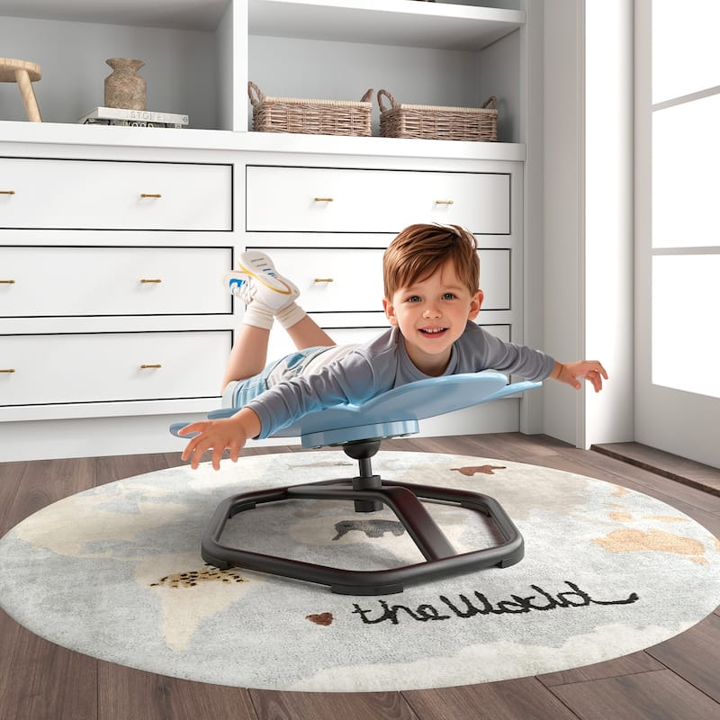 PP Kids Swivel Chair with 360-degree Spin, Petal Seat and Metal Base - 21" L x 19.5" W x 10" H
