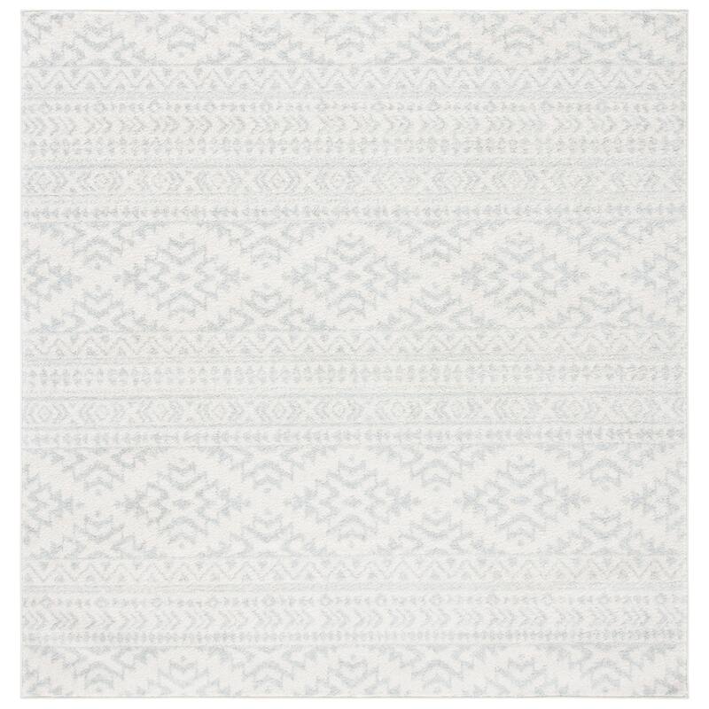 SAFAVIEH Tulum Bora Moroccan Boho Chic Area Rug - 8' Square - Ivory/Light Grey