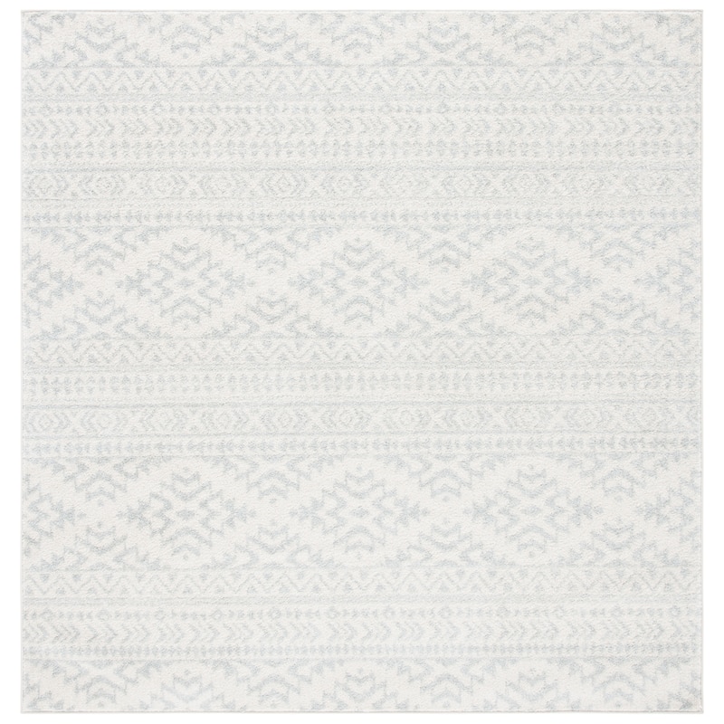 SAFAVIEH Tulum Bora Moroccan Boho Chic Area Rug - 3' Square - Ivory/Light Grey