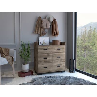 Minimalist Style 5-Drawer Rectangle Dresser, Superior Top, Storage Organizer Dresser, Accent Chests of Drawers for Bedroom