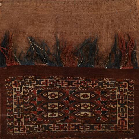 Tribal Geometric Turkoman Saddle Bag Persian Rug Handmade Wool Carpet - 1'10" x 2'0"