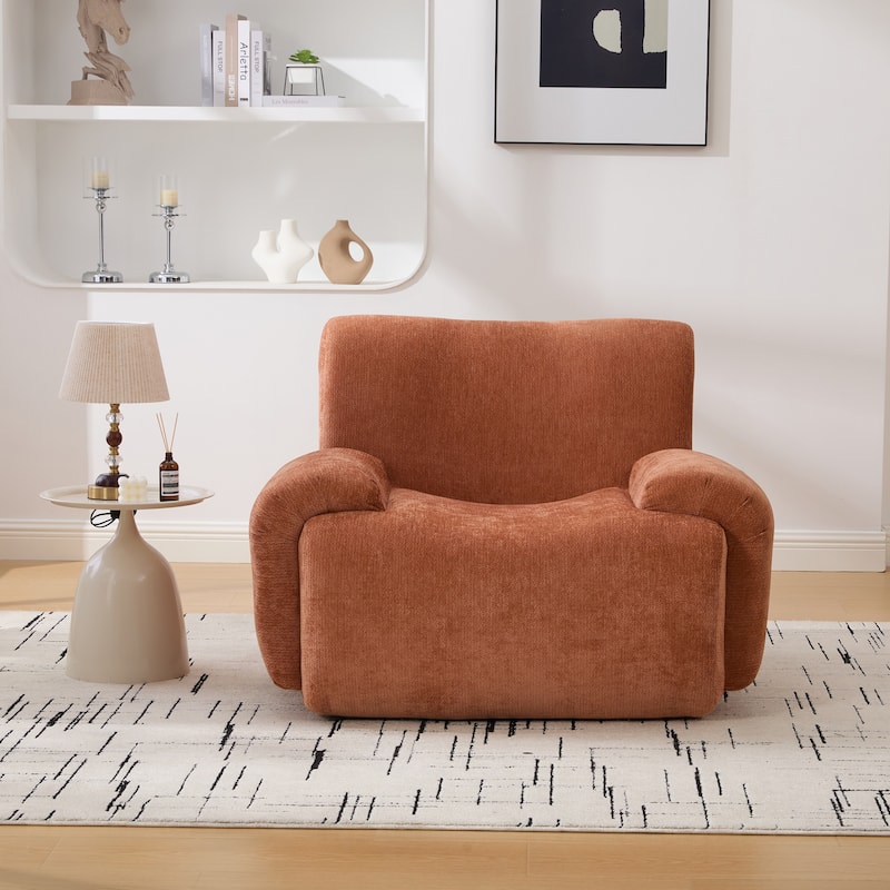 42" W Modern Oversized Accent Chair, Boneless Single Couch, Chenille Armchair Comfy Reading Lounge Chair with Deep Seats