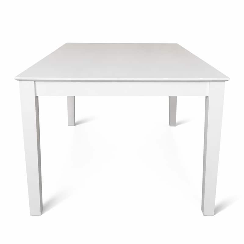 Modern 78.7 Inch Rectangular Dining Table, White Finish Solid Rubberwood