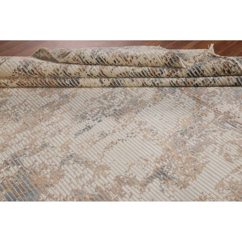 Modern Area Rug Hand-Knotted Abstract Wool Carpet - 6'7"x 9'8"