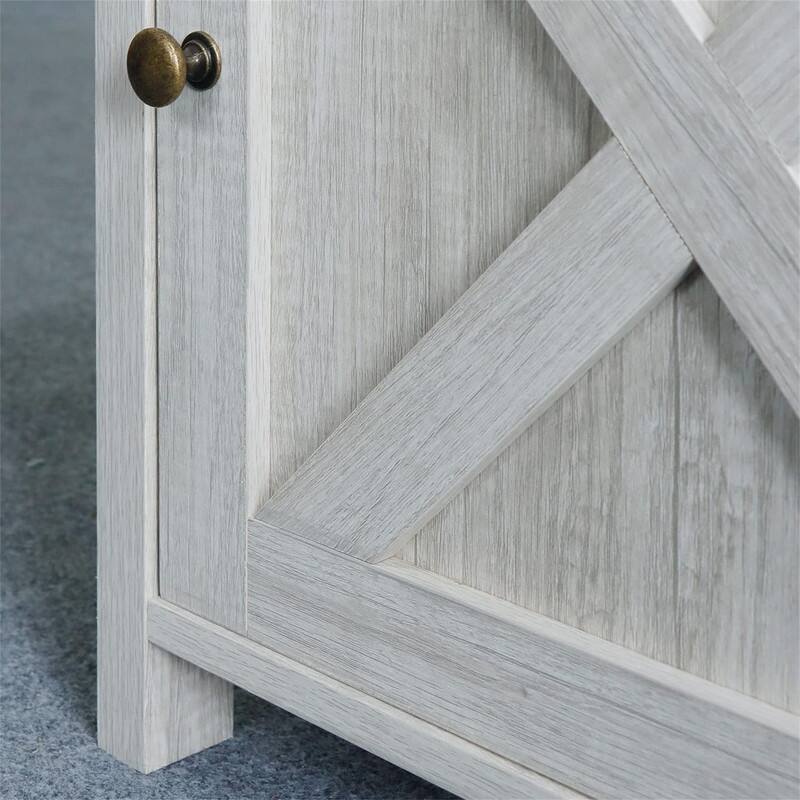 Table with Cabinet and Shelves - 18"D x 18"W x 24"H